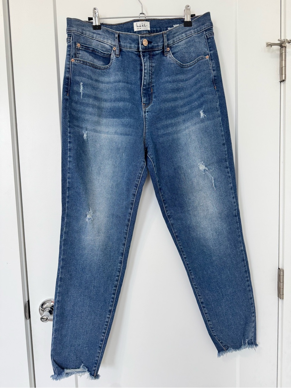 Nicole Miller Soho High Rise Ankle Skinny Jeans Size 14 Distressed